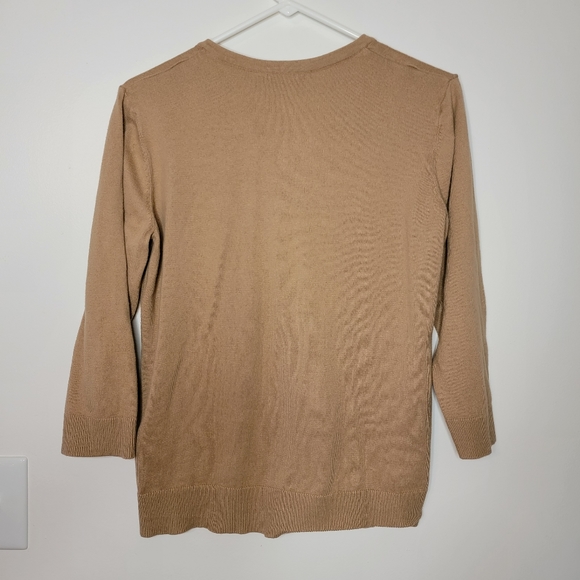 7th Avenue Design Studio Cardigan 3/4 length Tan sweater women's XL EUC beige - Picture 3 of 9
